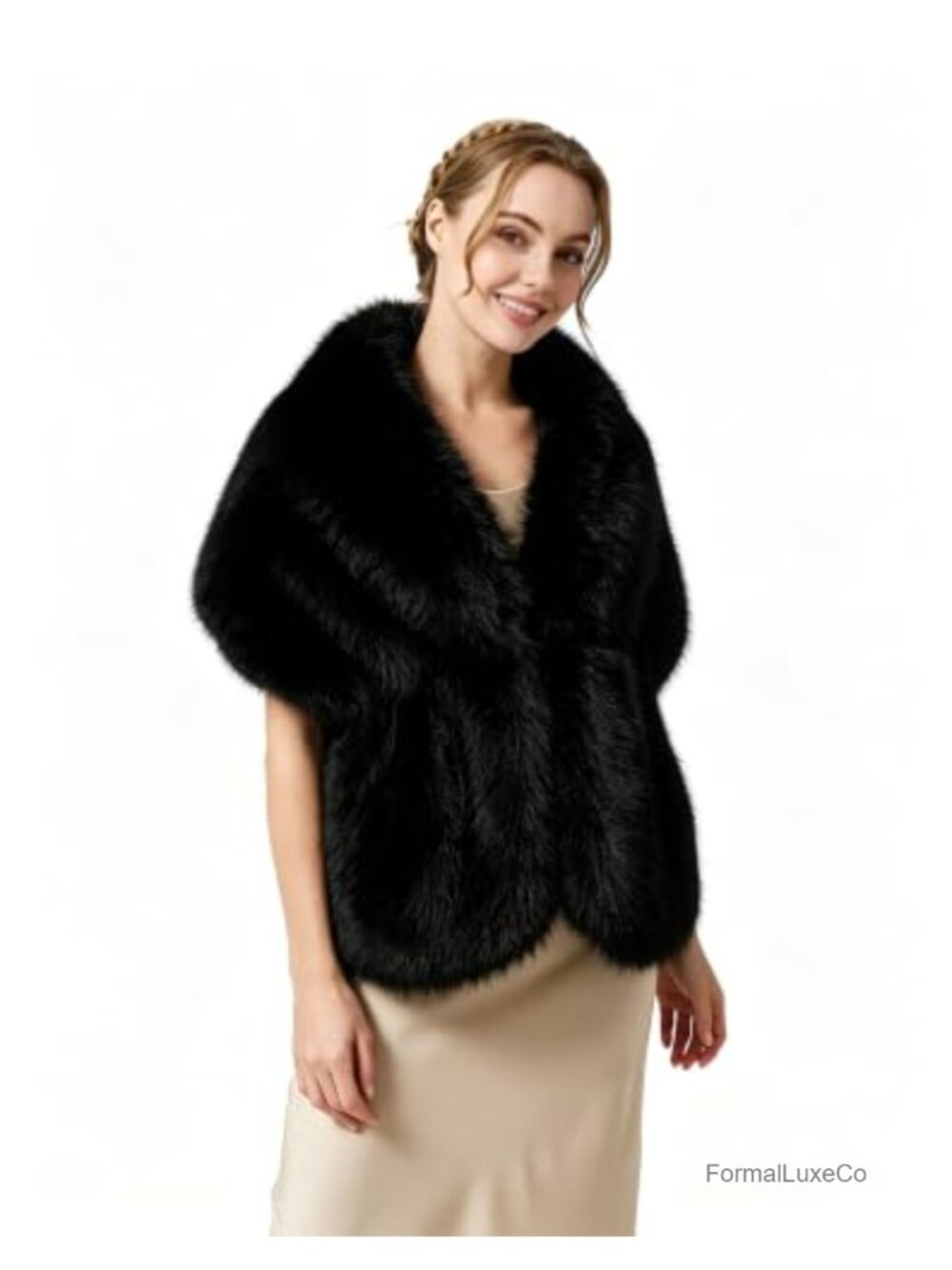 Faux Fur Shawl Wrap Elegant Evening Stole Scarf for Women